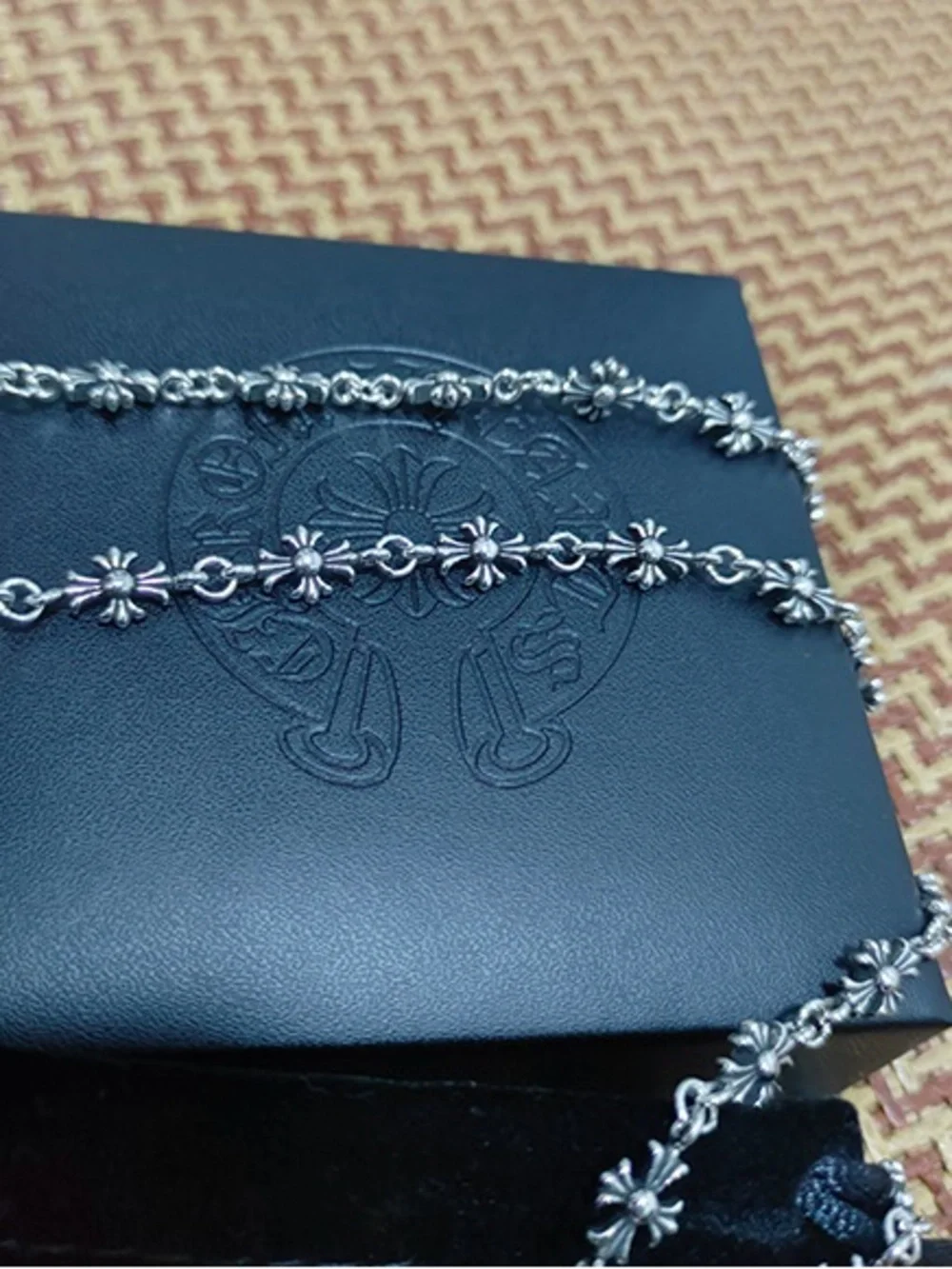 Chrome Hearts Silver Floral Cross Pendant Necklace